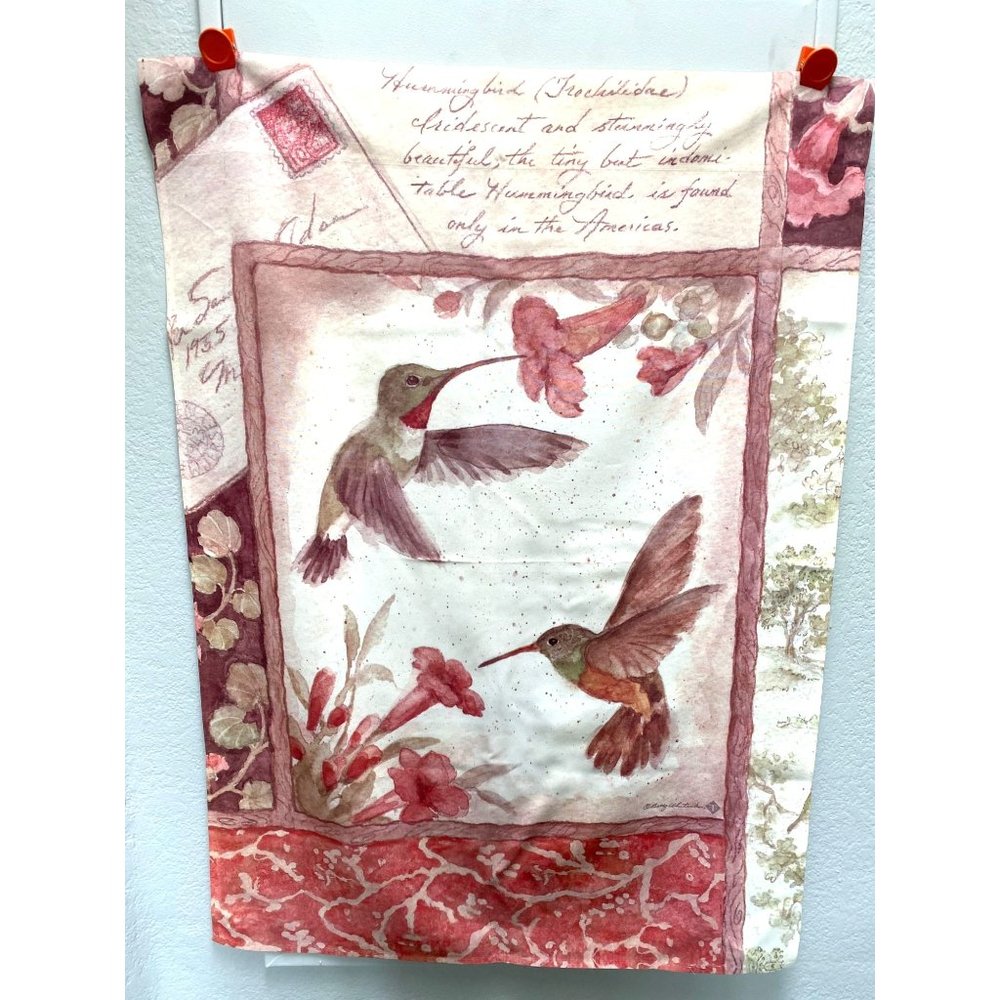 Beautiful Hummingbird Banner /Wall Hanging by Betty Whiteaker/37" x 27.5" /Rare